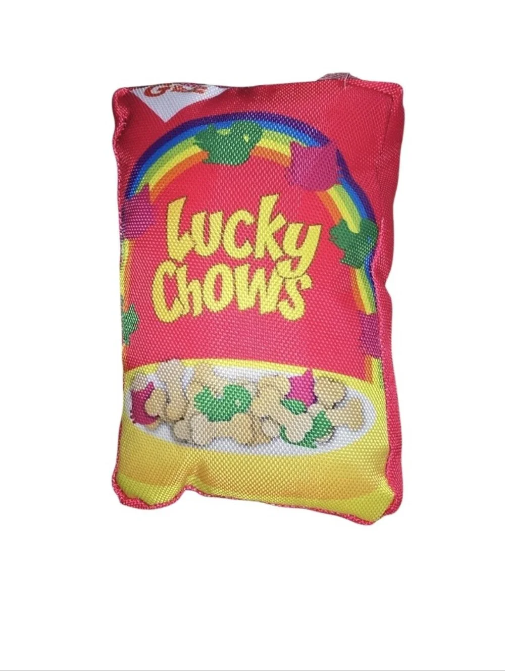 Lucky Chows Red Fun Food Dog Toy with Squeaker
